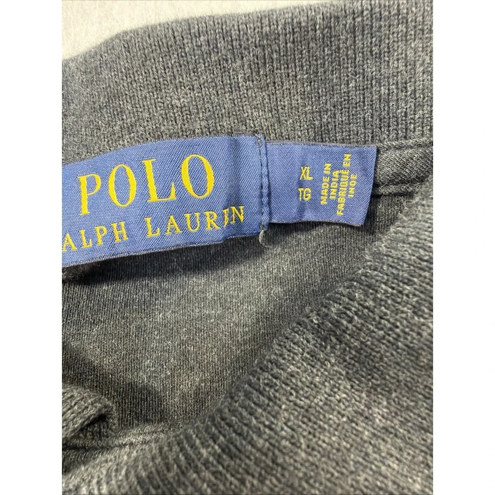Polo Ralph Lauren Mens XL Charcoal Gray Solid Polo Shirt Custom Cotton